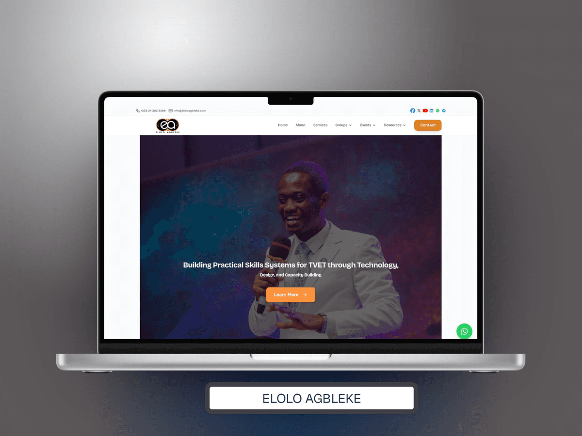 Elolo Agbleke Portfolio Website - Desktop
