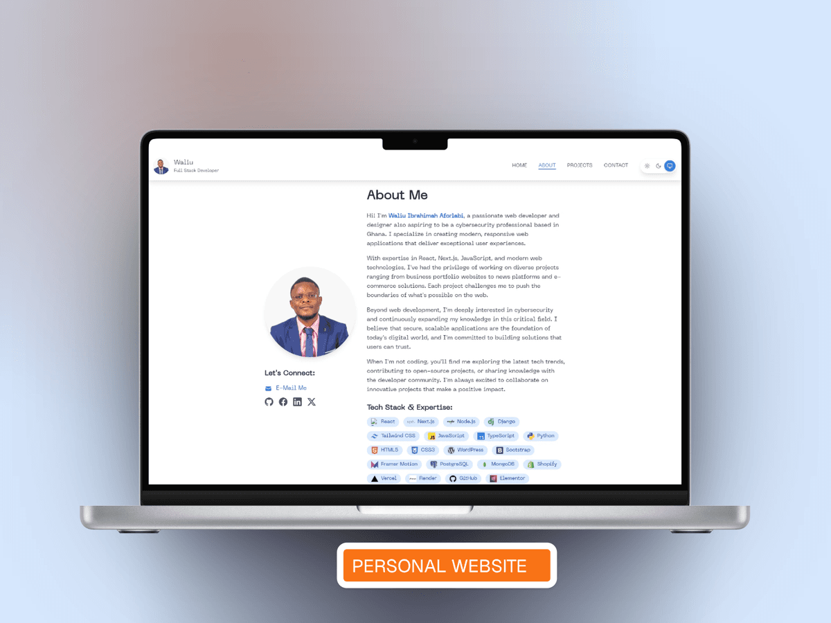 Personal Portfolio Website - Desktop